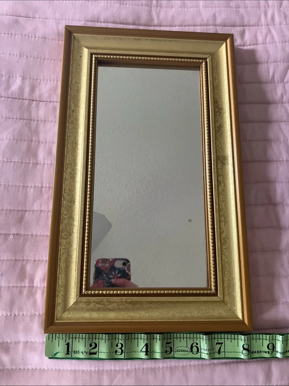 Gold Framed 13” x 8” rectangular wall mirror
